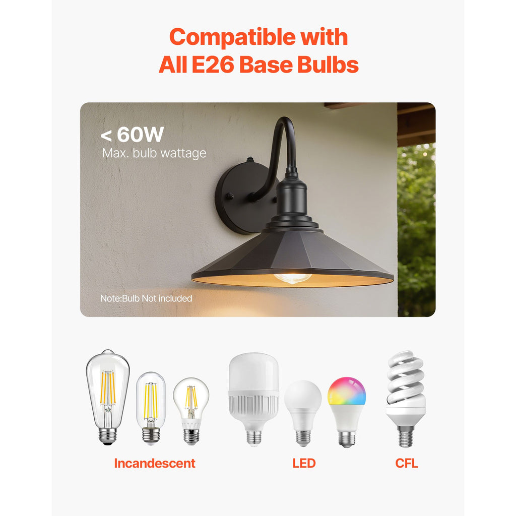 Farmhouse Gooseneck Barn Lights with Dusk-to-Dawn Control