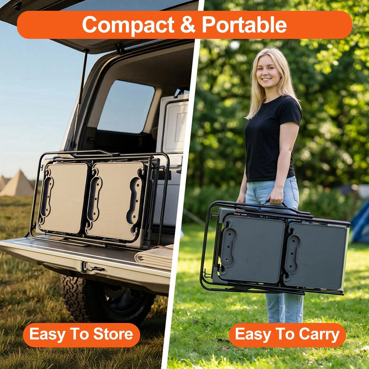 Folding Camp Cooking Station with Side Trays, Lower Rack, and Hooks