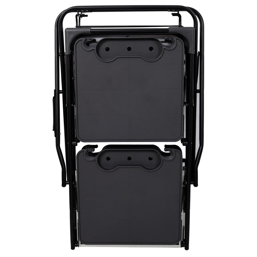 Folding Camp Cooking Station with Side Trays, Lower Rack, and Hooks