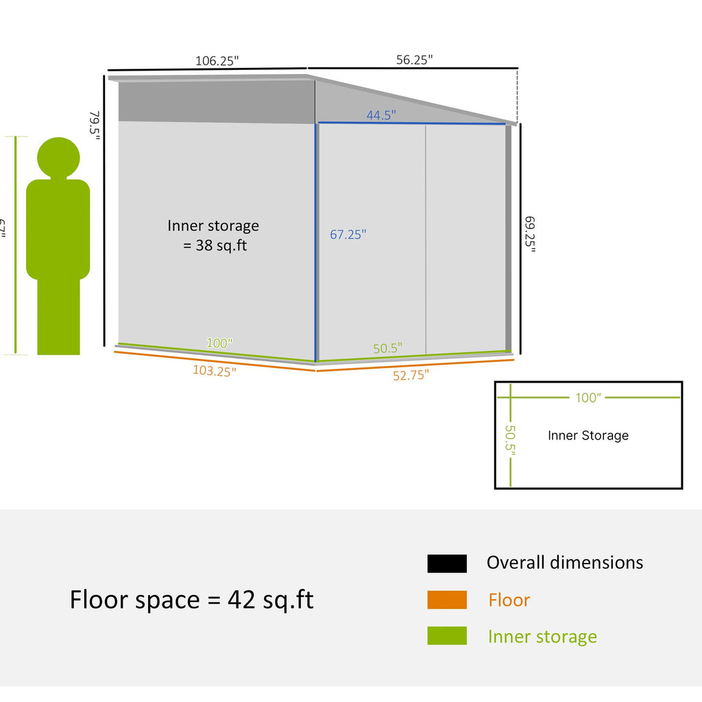 Outdoor Storage Shed with Double Lockable Doors