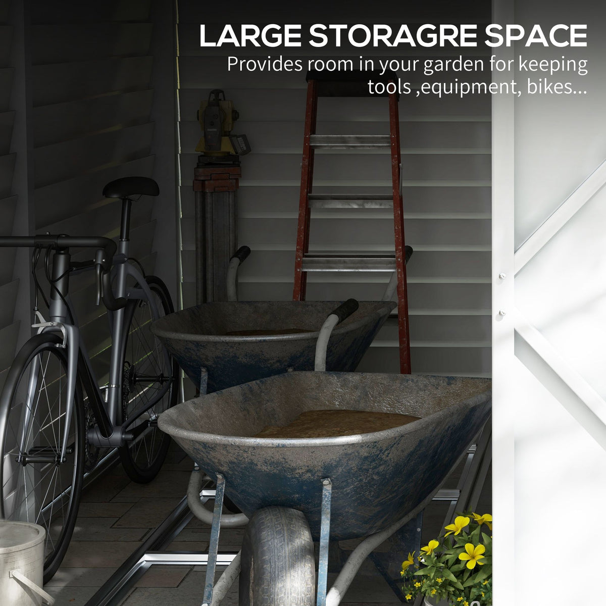 Outdoor Storage Shed with Double Lockable Doors