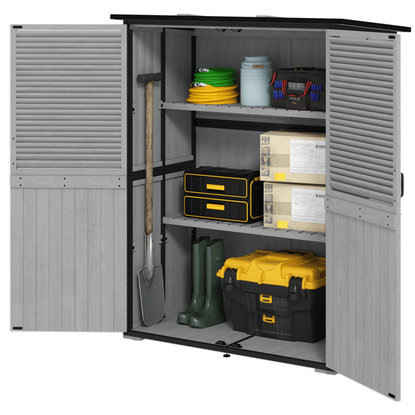 Outdoor Garden Storage Shed with Adjustable Shelves and Shuttered Doors