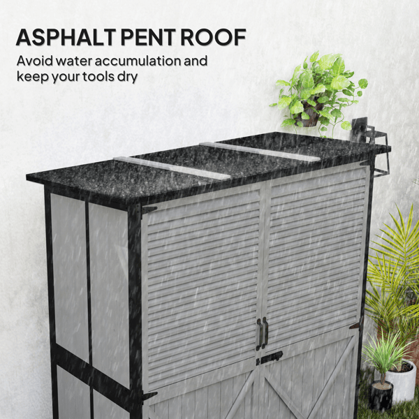 Outdoor Garden Storage Shed with Adjustable Shelves and Shuttered Doors