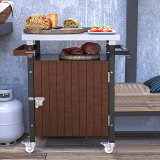 Versatile Outdoor Grill Cart with Stainless Steel Prep Table and Storage