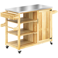 Outdoor Grill Cart with Heat-Resistant Tabletop, Storage Cabinet, and Wheels