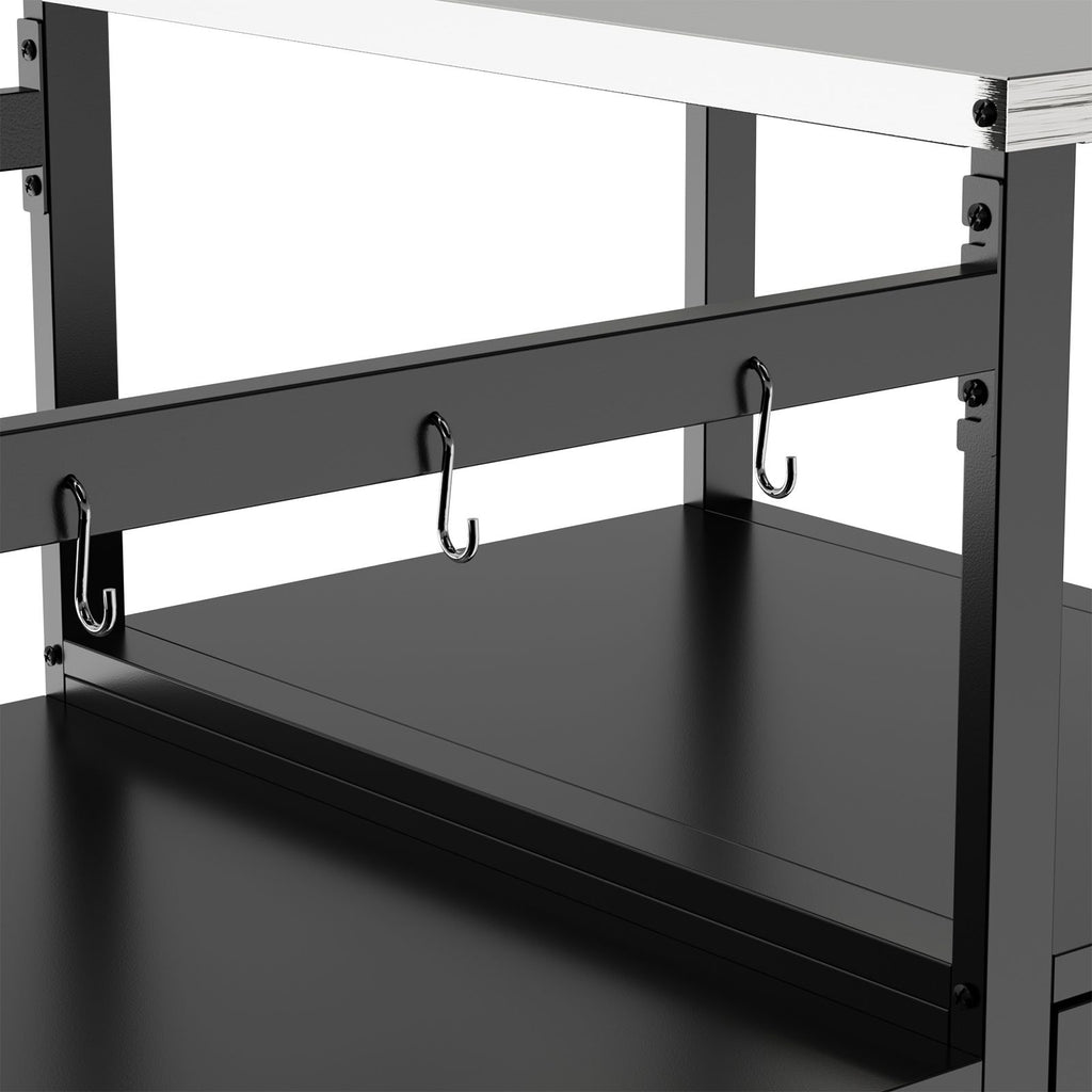 Mobile Grill Table with Enclosed and Open Storage