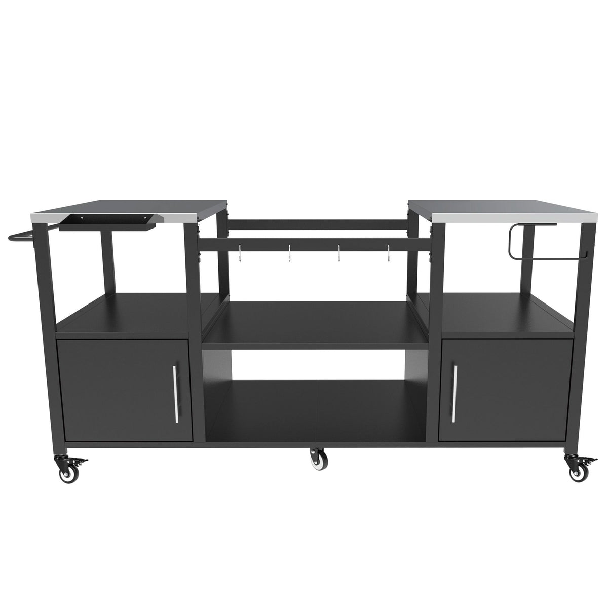 Mobile Grill Table with Enclosed and Open Storage