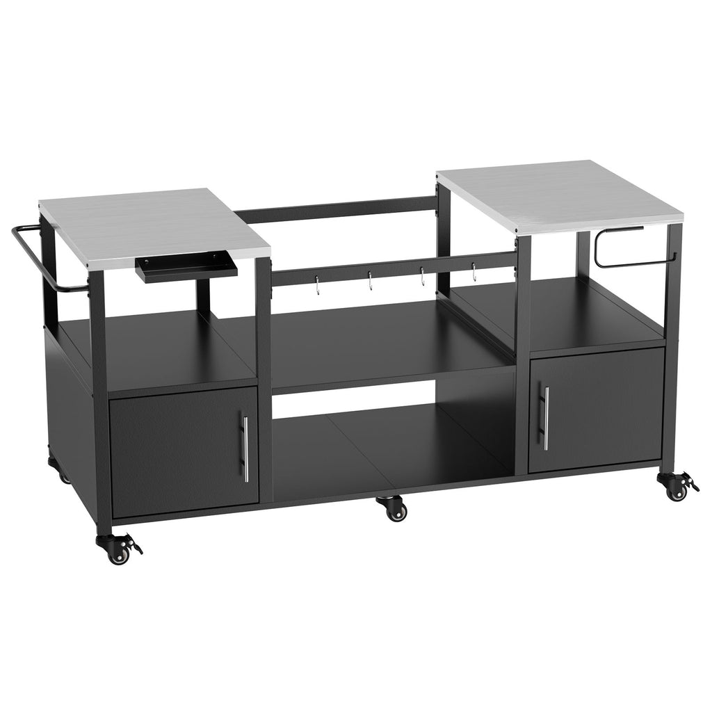 Mobile Grill Table with Enclosed and Open Storage
