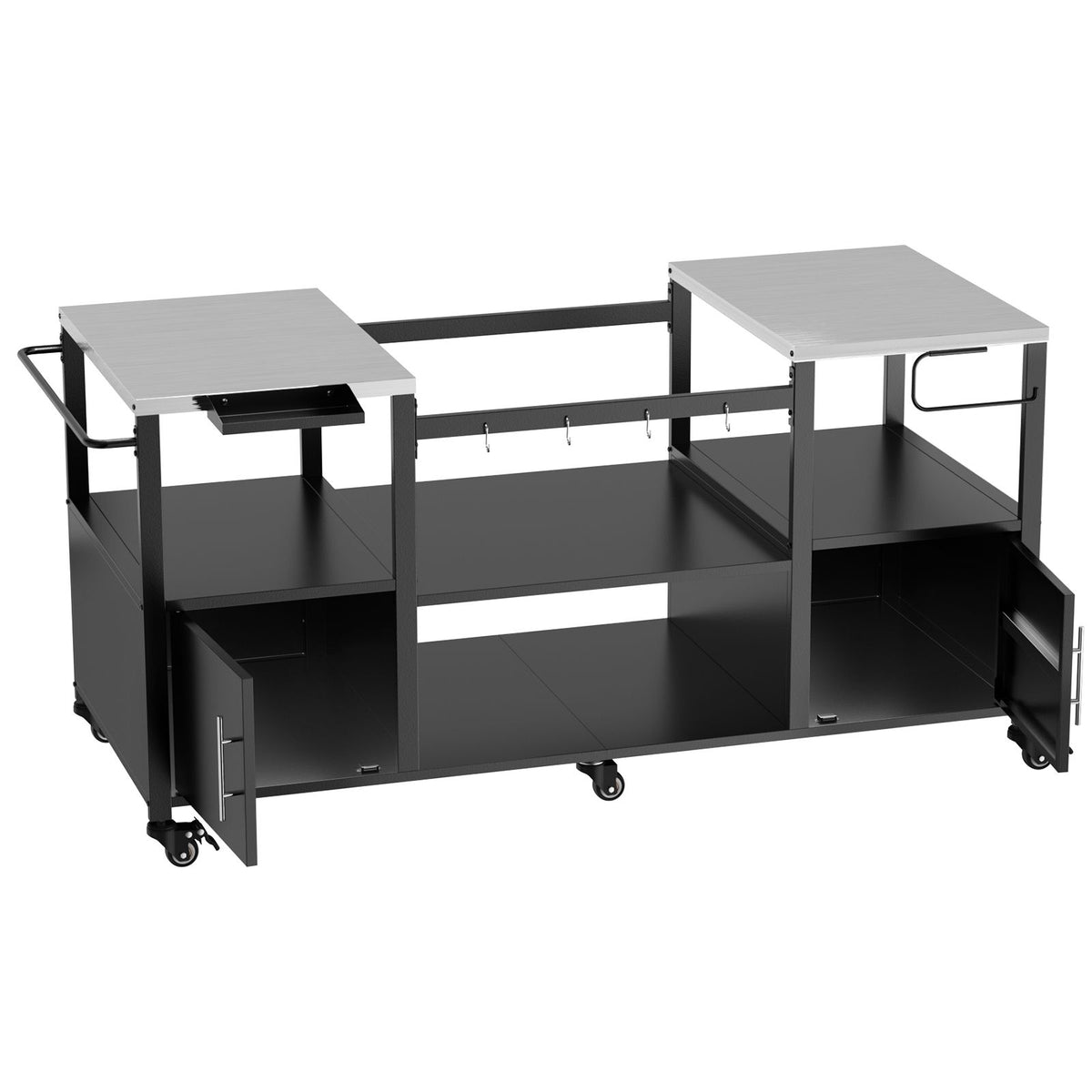 Mobile Grill Table with Enclosed and Open Storage