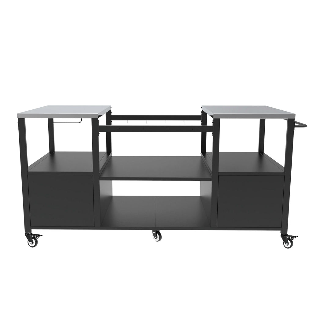Mobile Grill Table with Enclosed and Open Storage