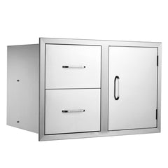 Outdoor BBQ Island Drawer Combo with Stainless Steel and Access Door for Trash or Propane