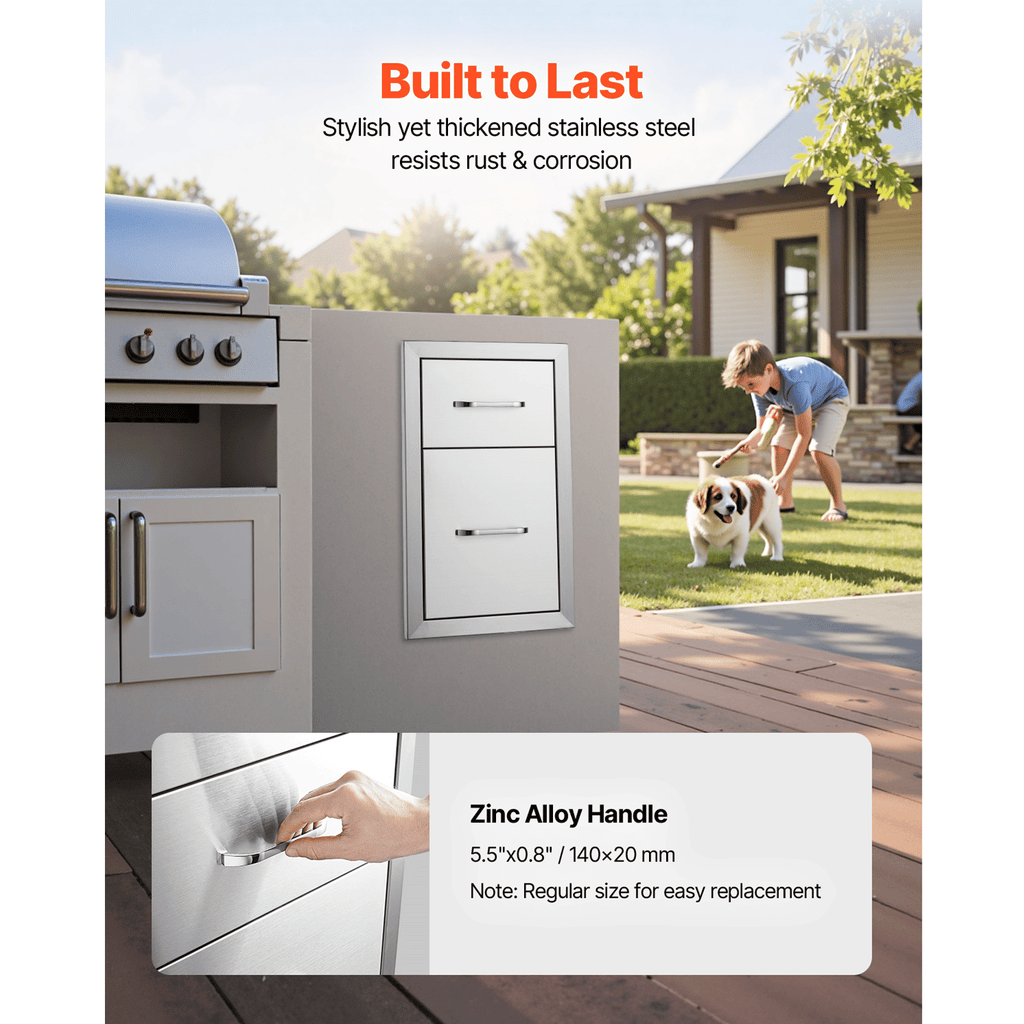Two-Tier Outdoor Kitchen Drawers for BBQ Islands