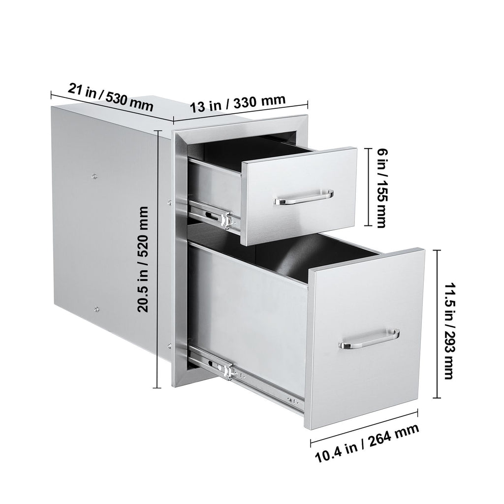 Two-Tier Outdoor Kitchen Drawers for BBQ Islands