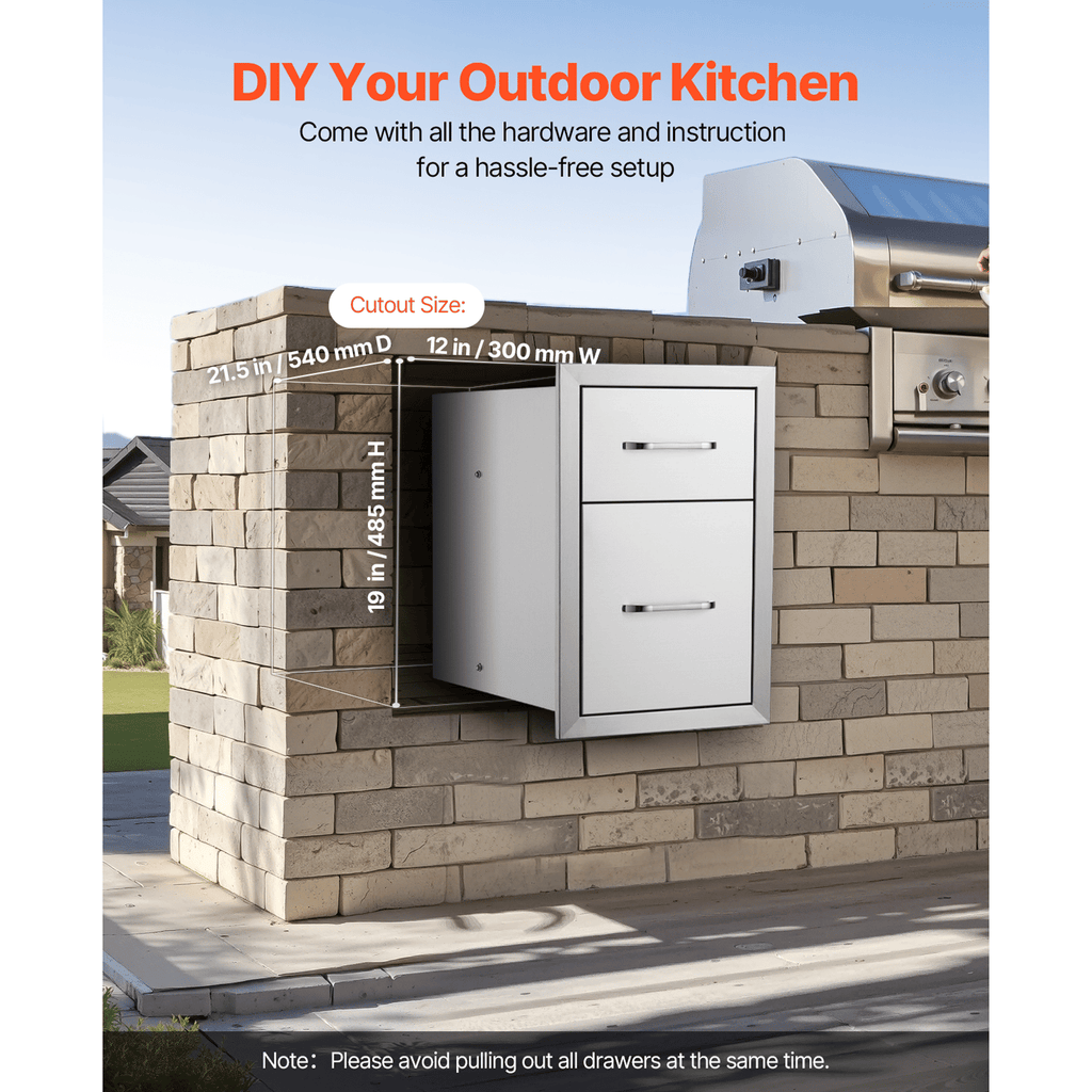 Two-Tier Outdoor Kitchen Drawers for BBQ Islands