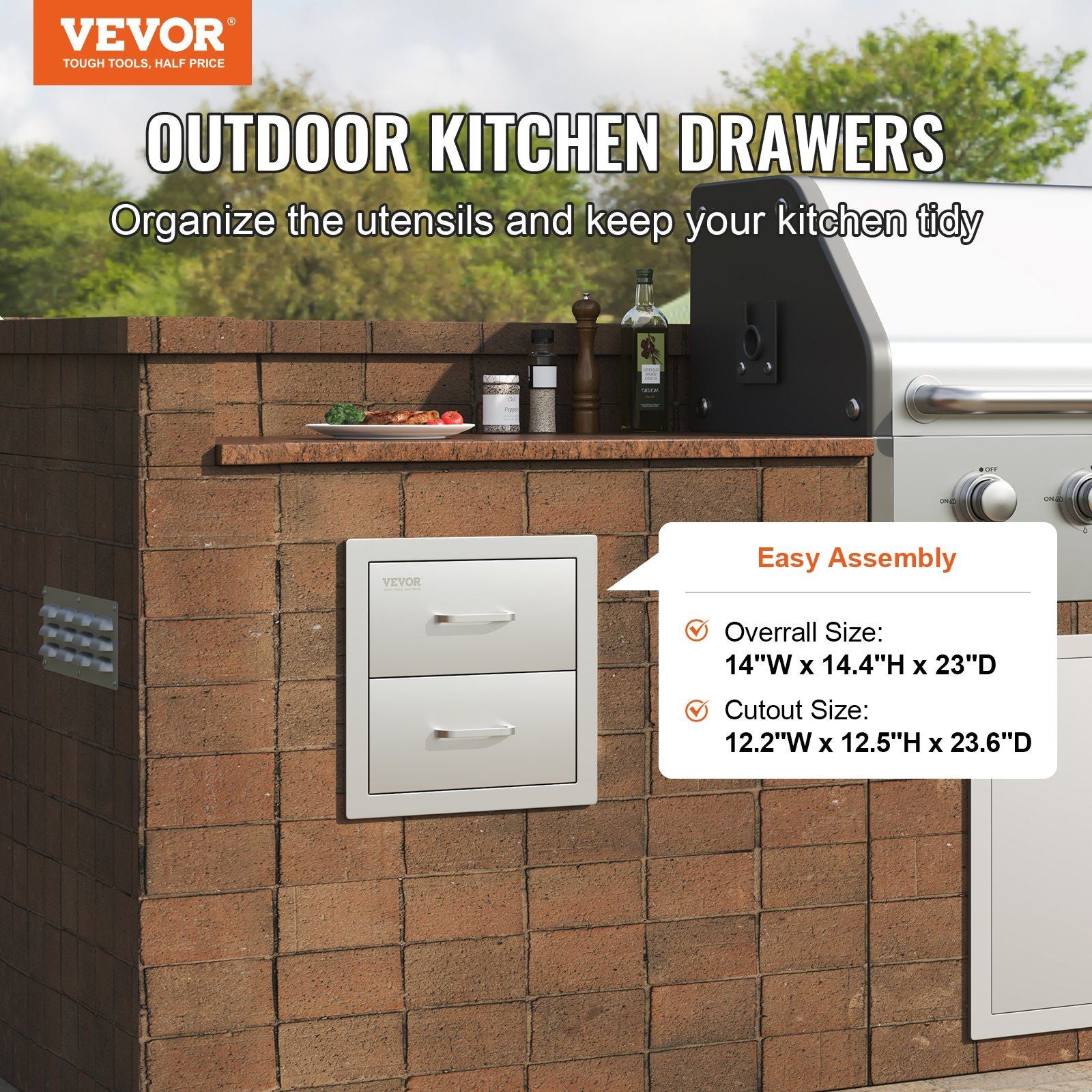Flush-Mount Double Drawers for Outdoor Kitchens