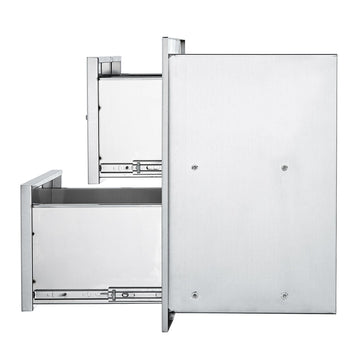 Double Drawers for Outdoor Kitchens with Enclosed Box