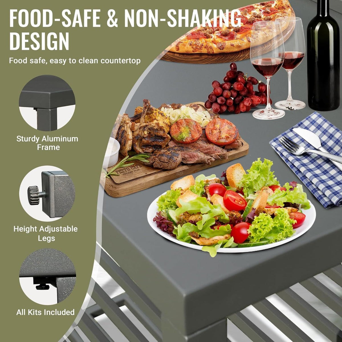 Outdoor Kitchen Island with Prep Surface and Storage