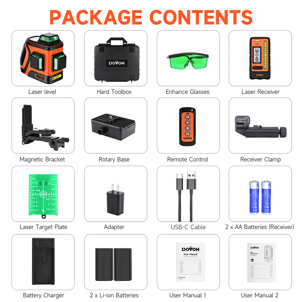Ultra-Bright 110mW 360° Self-Leveling Outdoor Laser Level Kit