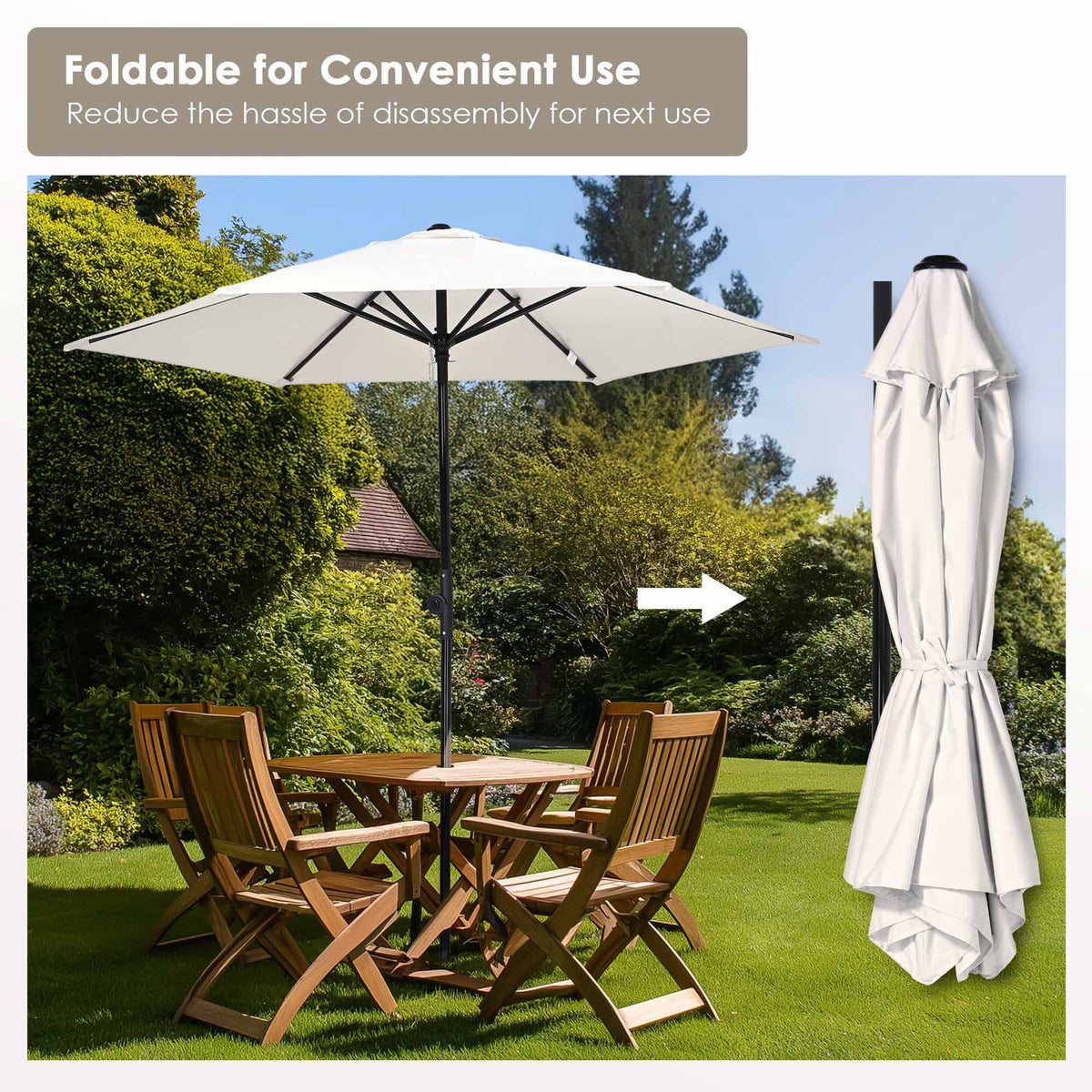 Ivory Tilt Patio Umbrella with Vented Canopy