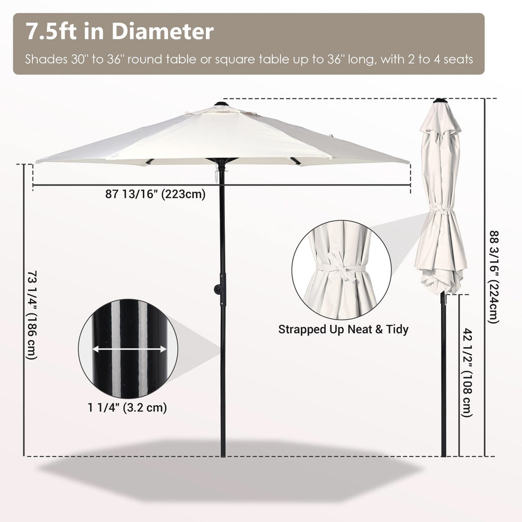 Ivory Tilt Patio Umbrella with Vented Canopy