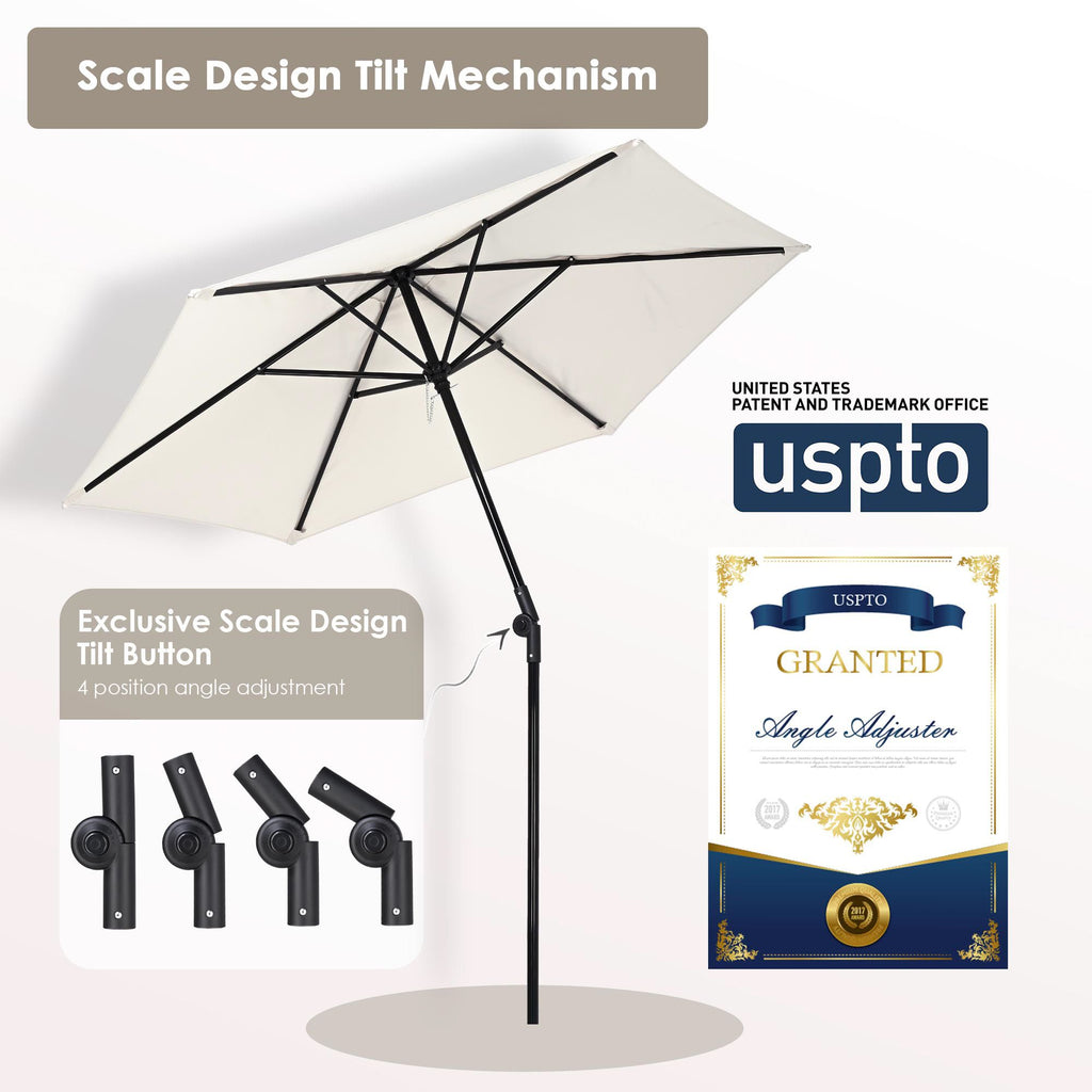 Ivory Tilt Patio Umbrella with Vented Canopy