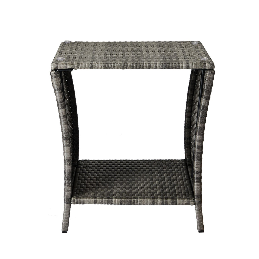 Square Patio Side Table with Lower Shelf