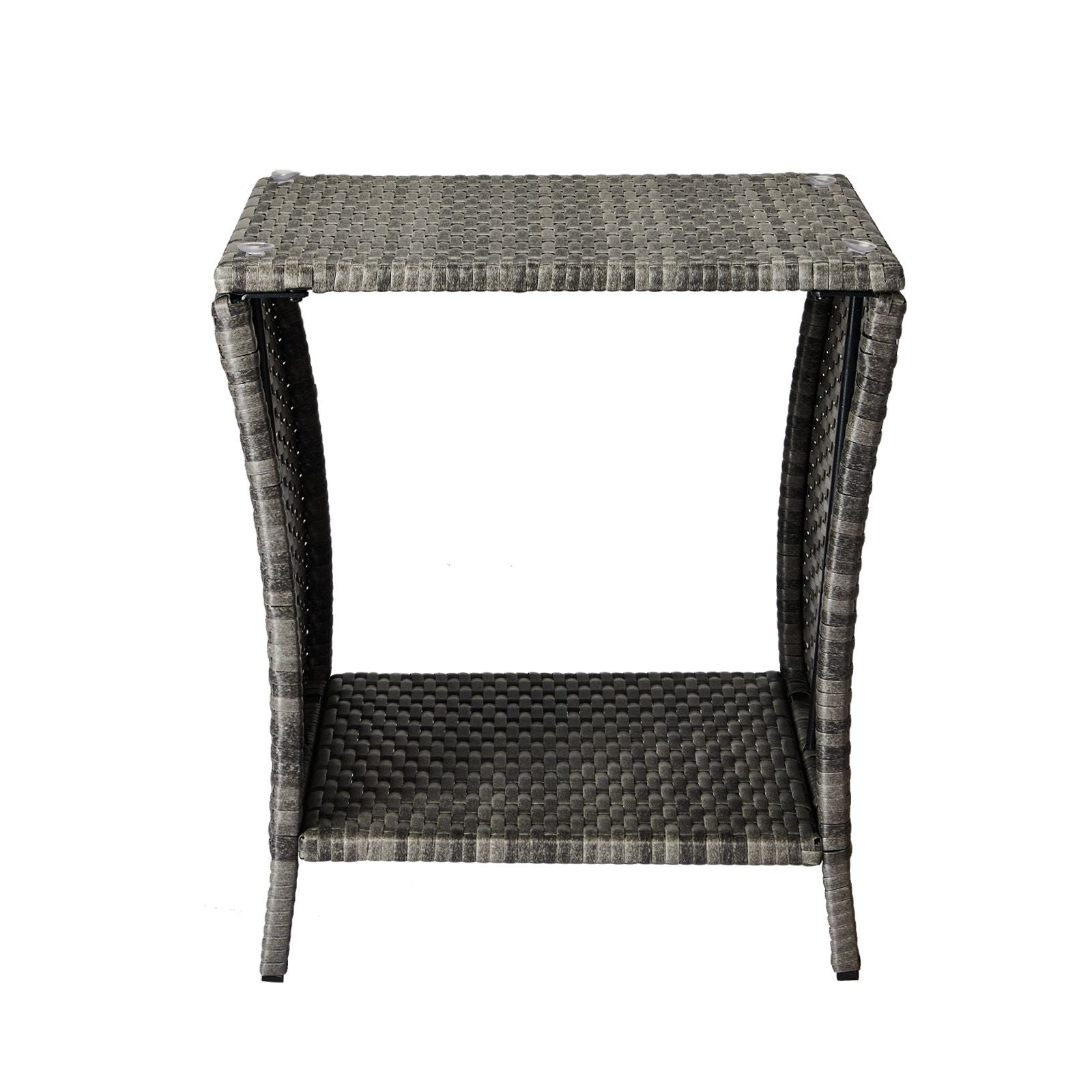 Square Patio Side Table with Lower Shelf