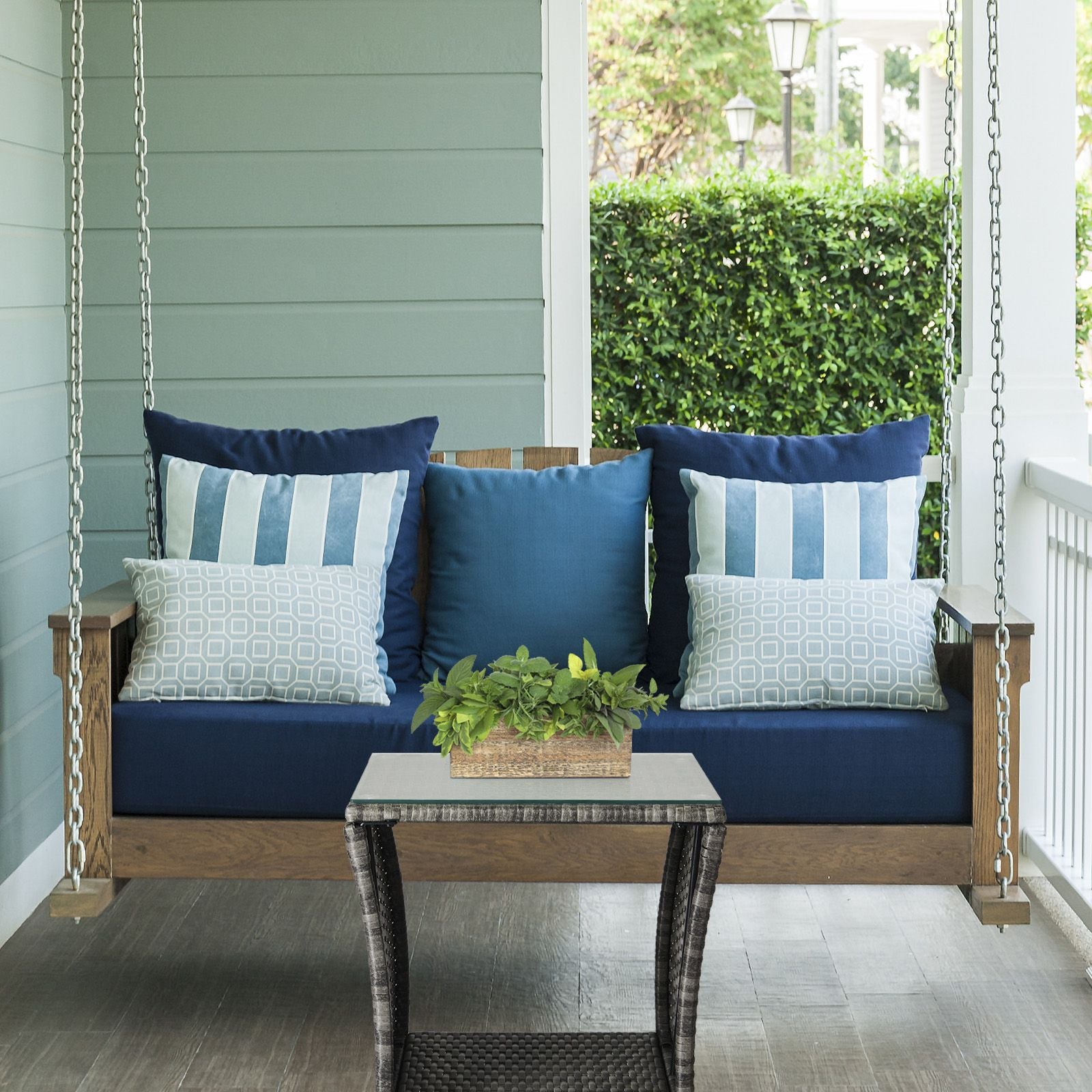 Square Patio Side Table with Lower Shelf