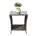 Square Patio Side Table with Lower Shelf