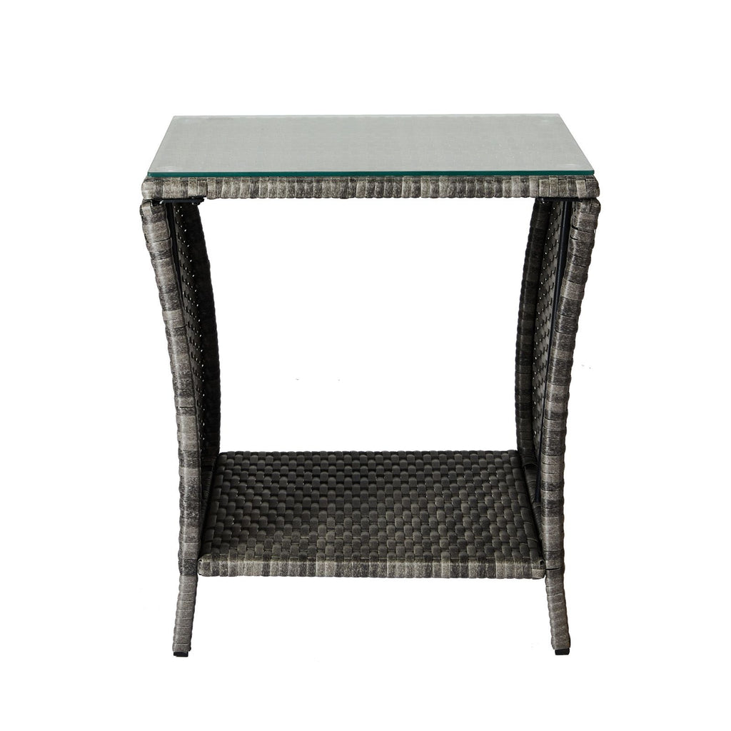 Square Patio Side Table with Lower Shelf