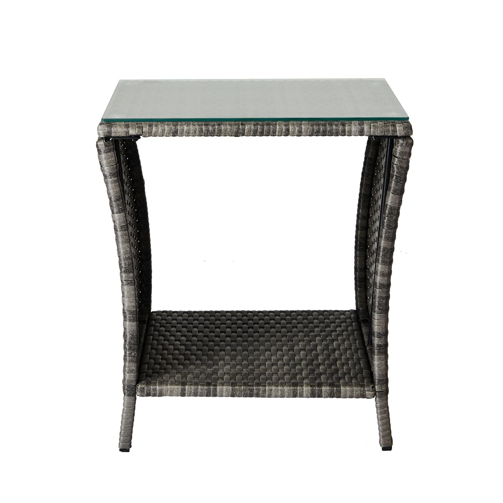 Square Patio Side Table with Lower Shelf