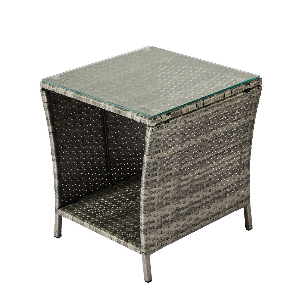 Square Patio Side Table with Lower Shelf