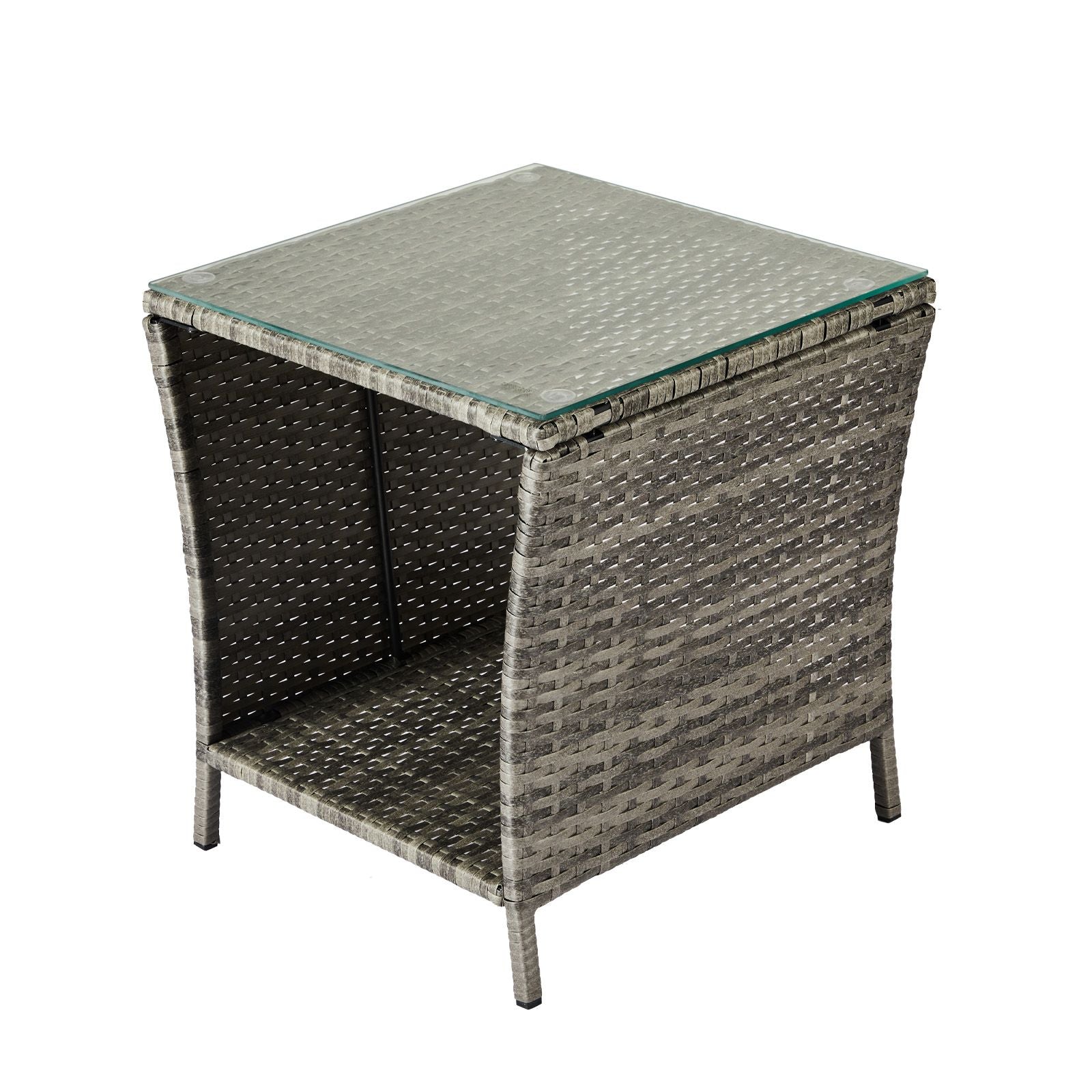 Square Patio Side Table with Lower Shelf