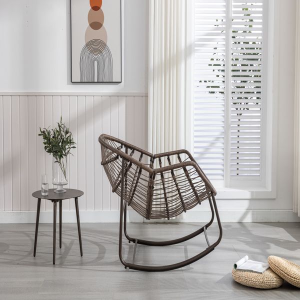 Oversized Outdoor Rocking Chair with Padded Cushion - Navy Blue