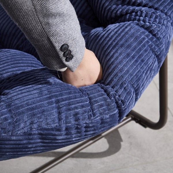 Oversized Outdoor Rocking Chair with Padded Cushion - Navy Blue