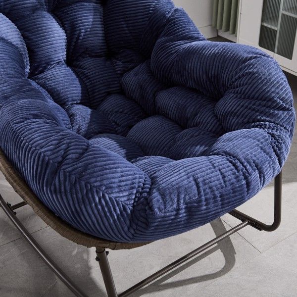 Oversized Outdoor Rocking Chair with Padded Cushion - Navy Blue