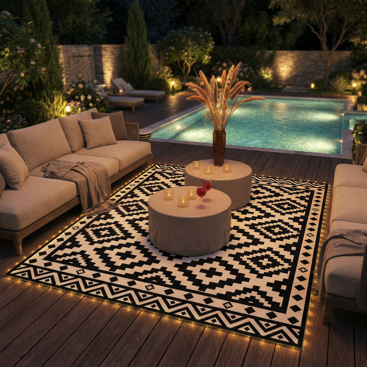 Reversible Outdoor Rug with Integrated LED Lights