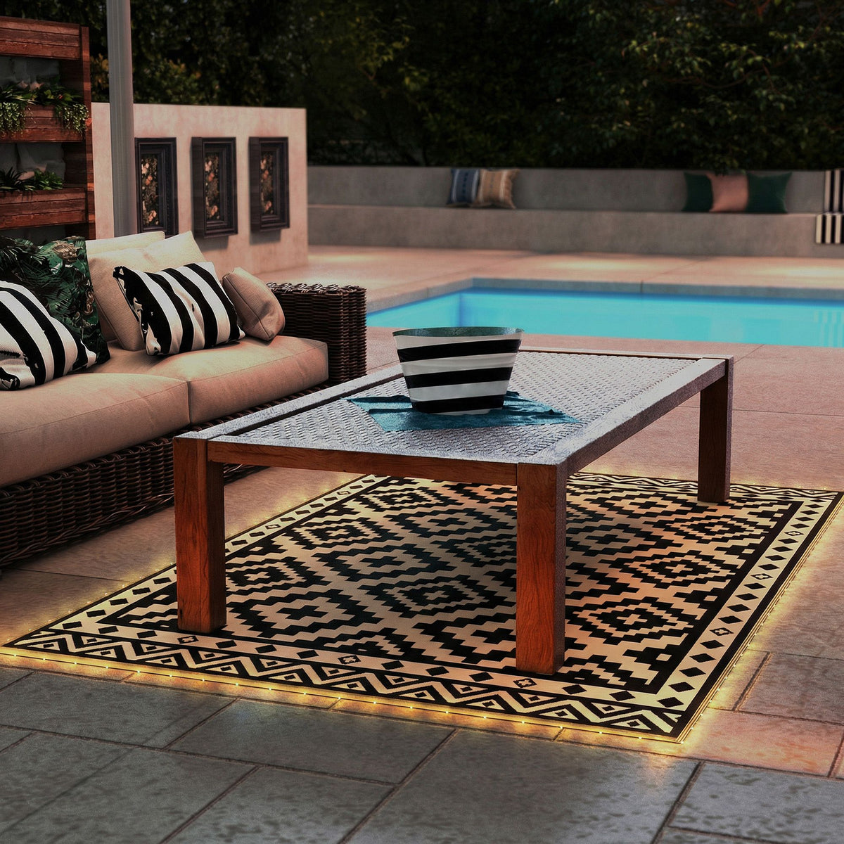 Reversible Outdoor Rug with Integrated LED Lights