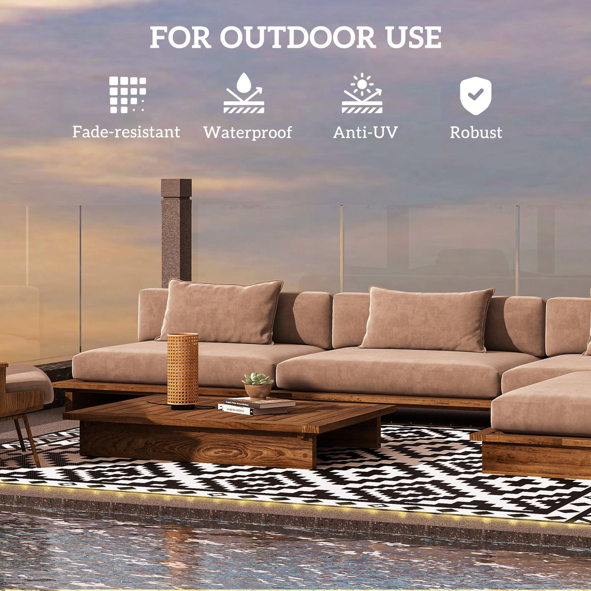 Reversible Lighted Outdoor Rug for Patios and Camping