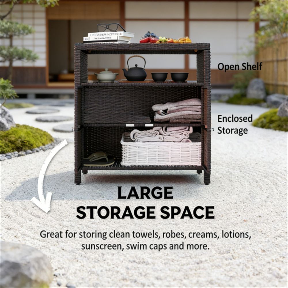 Outdoor storage cabinet, shelf, towel cabinet, brown