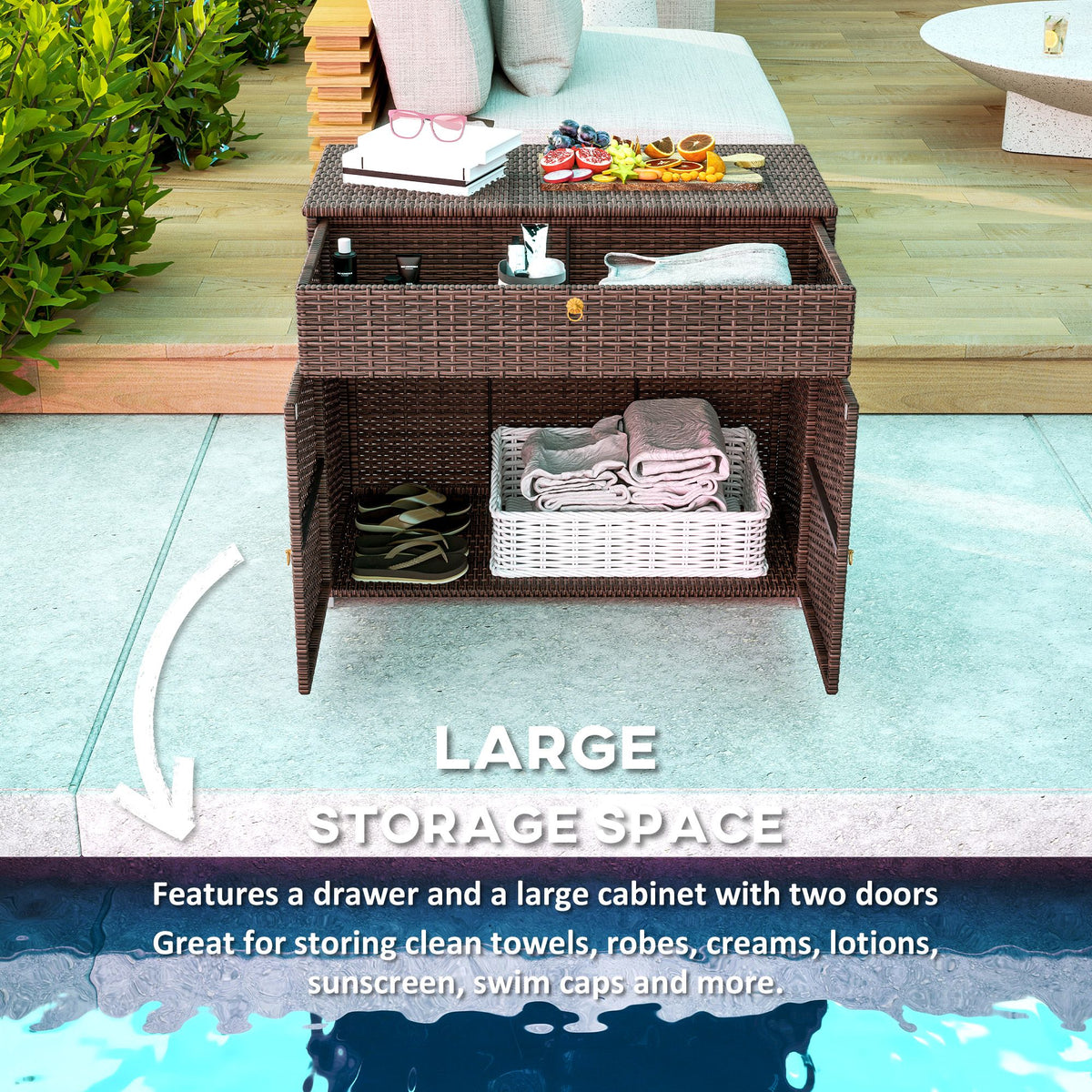 Mixed Brown Poolside Cabinet with Drawer