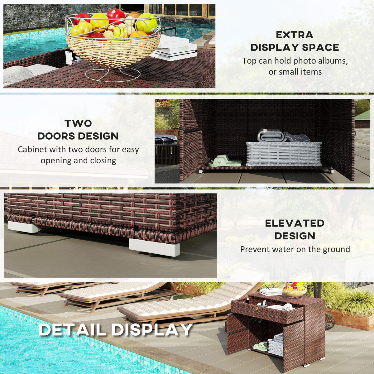 Mixed Brown Poolside Cabinet with Drawer