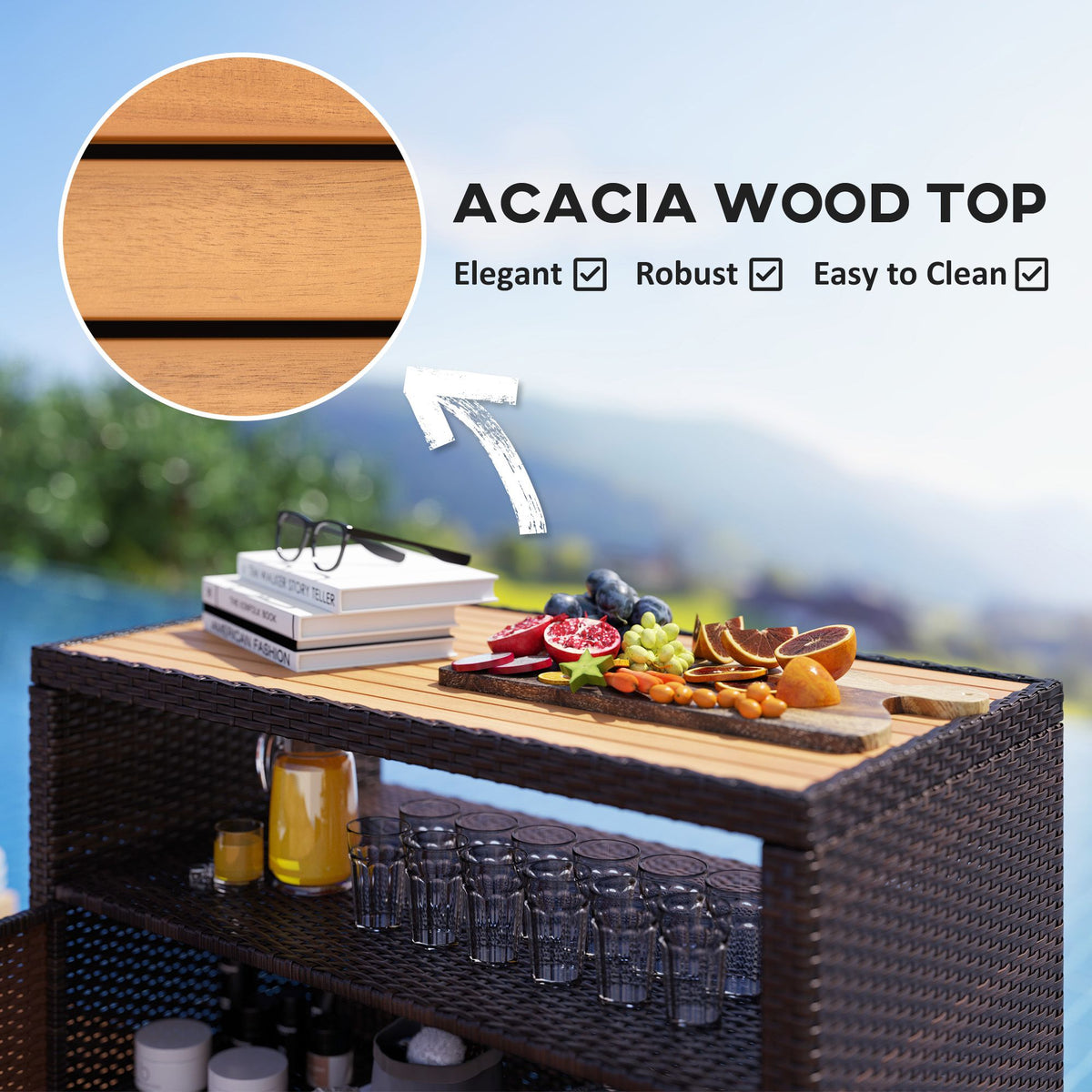 Outdoor Two-Door Storage Cabinet and Patio Bar Table