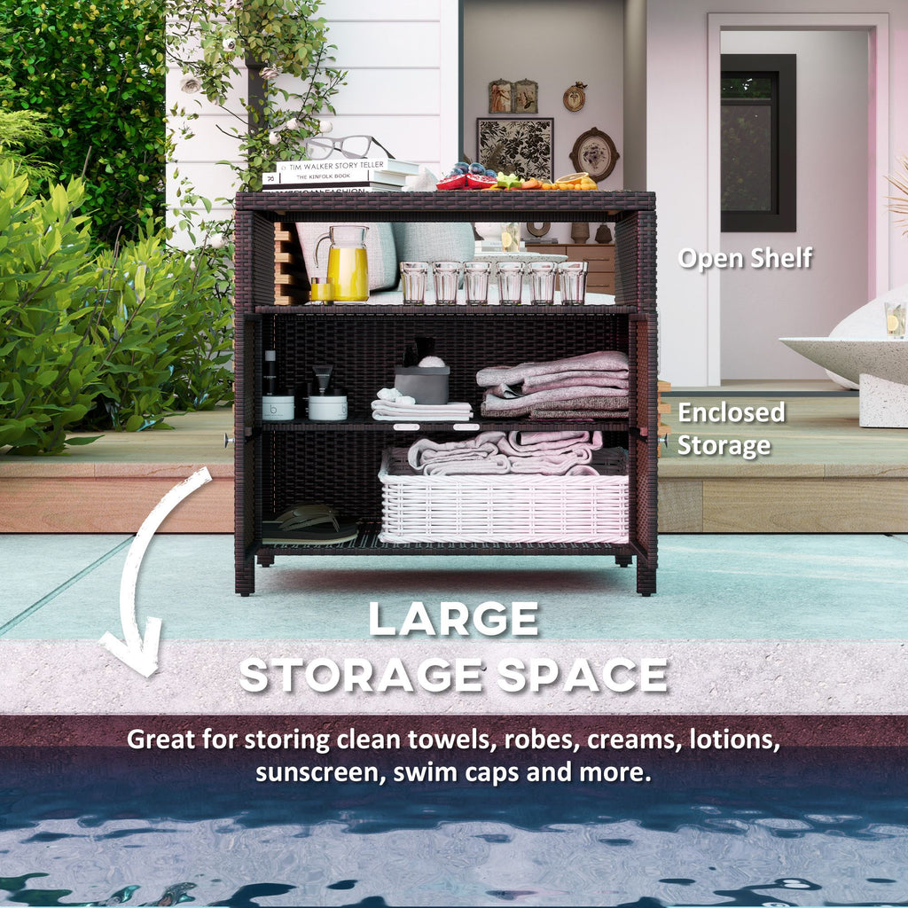 Outdoor Two-Door Storage Cabinet and Patio Bar Table