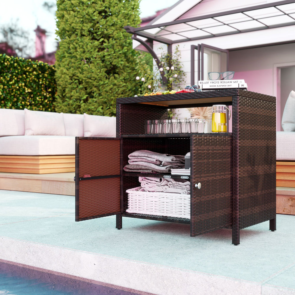 Outdoor Two-Door Storage Cabinet and Patio Bar Table