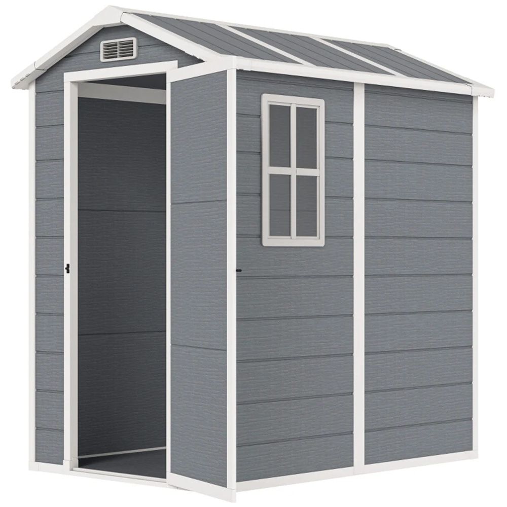 Outdoor storage shed, plastic shed, tool room, garden room, gray