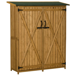 Weather-Resistant Wooden Garden Shed with Lockable Doors and Shelves