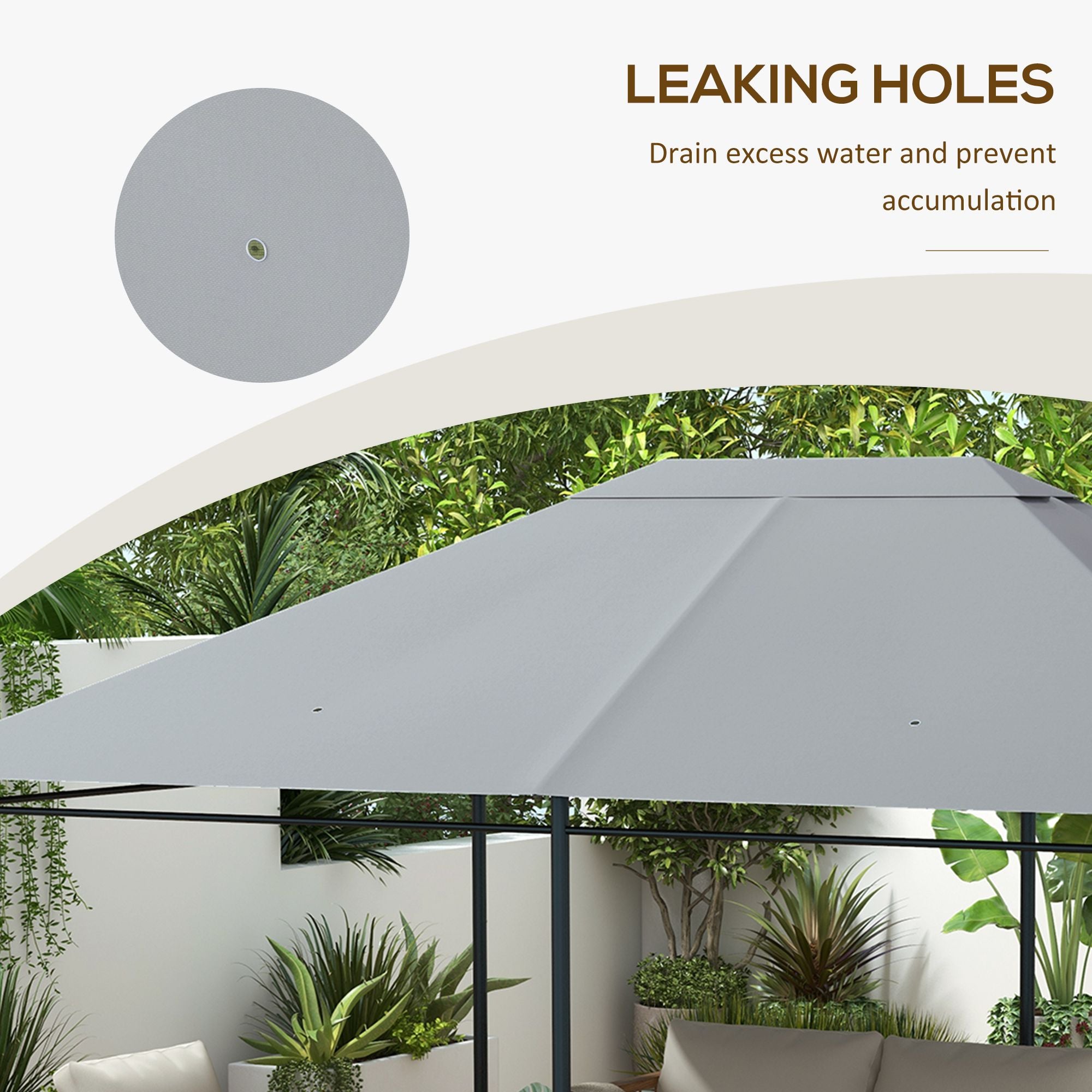 Outsunny Gazebo Replacement Top Cover with Vent and Drainage Holes