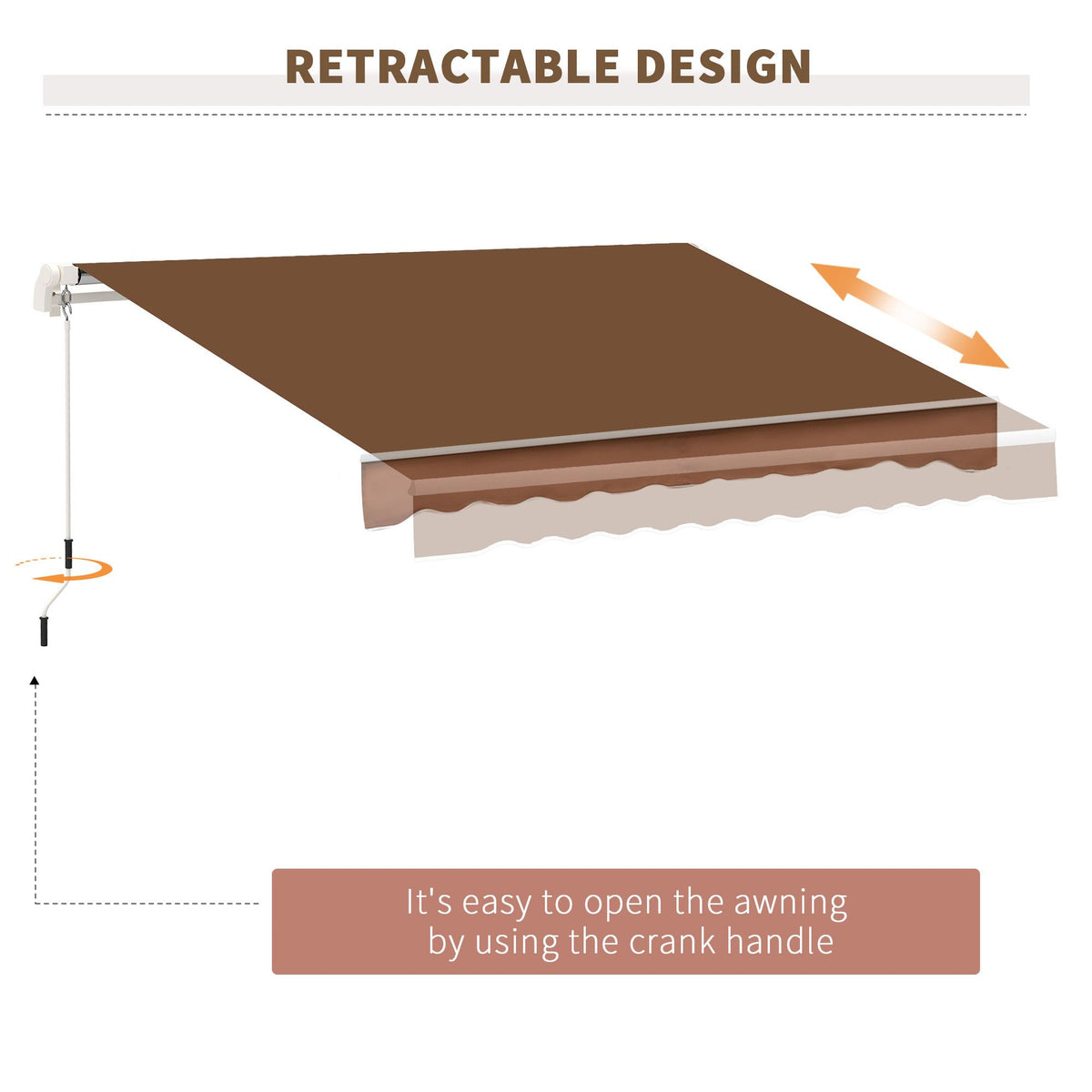 Outsunny x Retractable Awning with Manual Crank – UV & Water-Resistant