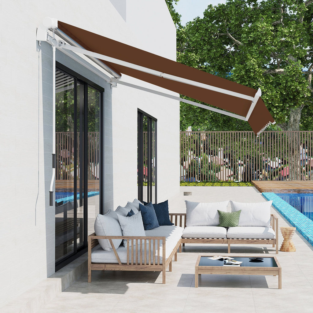 Outsunny x Retractable Awning with Manual Crank – UV & Water-Resistant